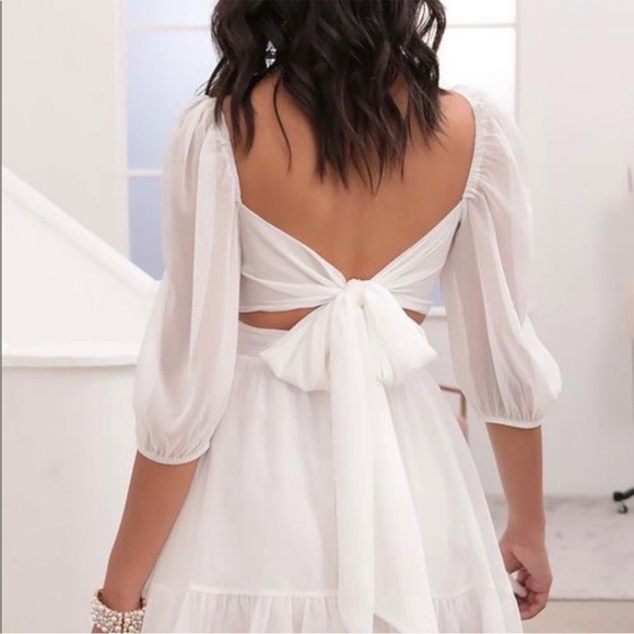 LUCY IN THE SKY Womens style NEIA RUFFLE white flowy dress small - Picture 3 of 8